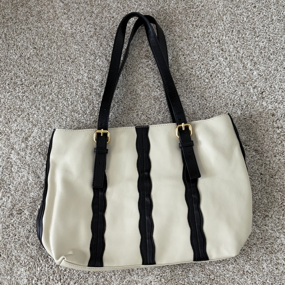 Badgley Mischka Black and Cream Tote
